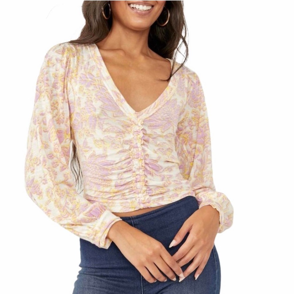 Free People Say the Word Top in Ivory Combo Size Small